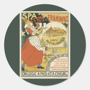 Antieke Art Nouveau, Bierbar Restaurant en Café Ronde Sticker