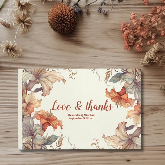 Antieke Art Nouveau Bruiloft met Bloemen Gastenboek