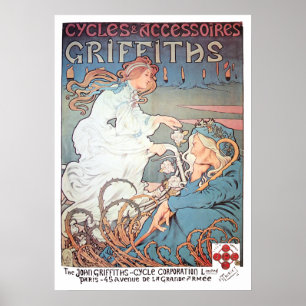 Antieke Art Nouveau-fietsadvertentie van H. Thirie Poster
