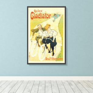 Antieke Art Nouveau, Gladiator Cycles fietsen Canvas Afdruk
