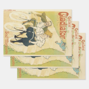 Antieke Art Nouveau, Gladiator Cycles fietsen Inpakpapier Vel