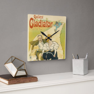 Antieke Art Nouveau, Gladiator Cycles fietsen Vierkante Klok