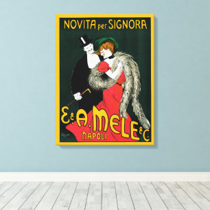 Antieke Art Nouveau, Italiaanse Mode Liefde Romant Canvas Afdruk