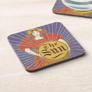 Antieke Art Nouveau, New York Sun Krant Bier Onderzetter