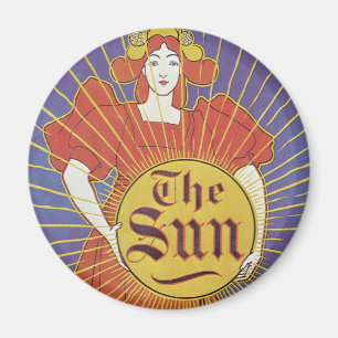 Antieke Art Nouveau, New York Sun Krant Magneet