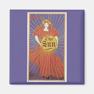 Antieke Art Nouveau, New York Sun Krant Magneet