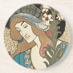 Antieke Art Nouveau, Prang's Pasenpublicaties Zandsteen Onderzetter