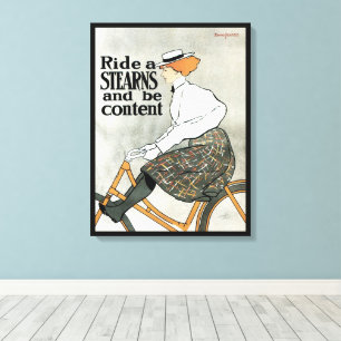 Antieke Art Nouveau, Ride a Sterns Bicycles fietse Canvas Afdruk