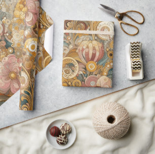 Antieke Art Nouveau stijl fijne kunst bloemschilde Cadeaupapier