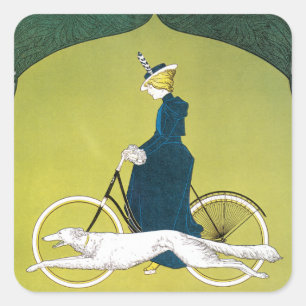 Antieke Art Nouveau, Victoria Fahrrad Werke, Rehm Vierkante Sticker