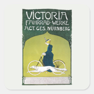 Antieke Art Nouveau, Victoria Fahrrad Werke, Rehm Vierkante Sticker