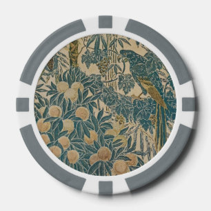 Antieke Arts-and-crafts-tegel Turkoois Papegaai Be Poker Chips