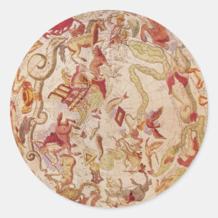 Antieke astronomie, hemelkaart door Carel Allard Ronde Sticker