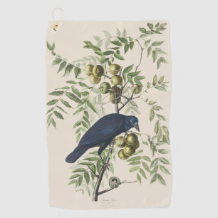 Antieke Audubon Amerikaanse Kraai Vogel Natuur Kun Golfhanddoek