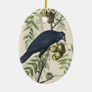 Antieke Audubon Amerikaanse Kraai Vogel Natuur Kun Keramisch Ornament