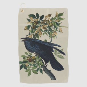 Antieke Audubon Raaf Vogel Natuur Kunst Golfhanddoek
