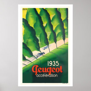 Antieke Auto Automobiel Racen Art Deco Poster