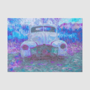 Antieke Auto Oud Rustiek Blauw Paars Decoupage Tissuepapier