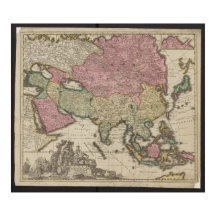 Antieke Azië kaart 1700, China Poster