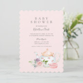 Antieke baby theepartij Franse Macaron & Bloemen Kaart (Staand voorkant)