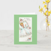Antieke baby verjaardagskaart kaart (Gele Bloem)