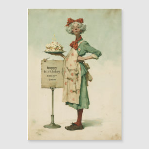Antieke bakker met verjaardagstaart