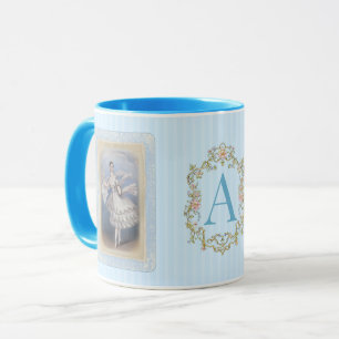 Antieke Ballerina Koffiemok in Zachte Aqua Blauwe  Mok