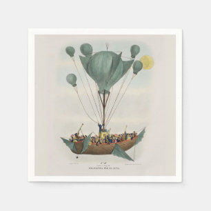Antieke ballon luchtschip kunstwerk servet