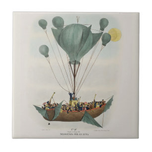 Antieke ballon luchtschip kunstwerk tegeltje