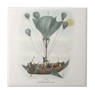 Antieke ballon luchtschip kunstwerk tegeltje
