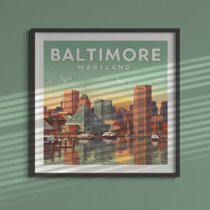 Antieke Baltimore Maryland Poster