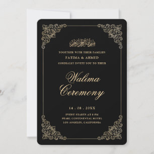 Antieke Barok Gouden Script Walima Ceremonie Kaart