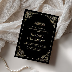Antieke Barokke Formele Gouden Zwarte Mehndi Cerem Kaart