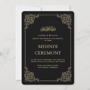 Antieke Barokke Formele Gouden Zwarte Mehndi Cerem Kaart