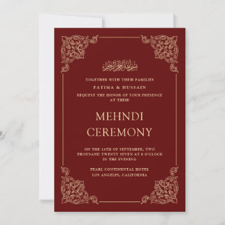 Antieke Barokke Gouden Bourgondië Rode Mehndi Cere Kaart