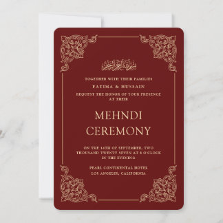 Antieke Barokke Gouden Bourgondië Rode Mehndi Cere Kaart