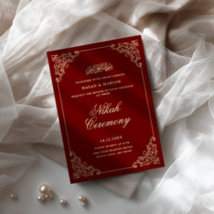 Antieke Barokke Lijst Burgundyrood Nikah-huwelijks Kaart
