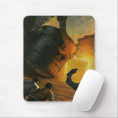 Antieke bedrijf, staalproductie-industrie muismat (Met muis)