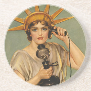 Antieke Beeld van de Vrijheid, Wereldoorlog I Patr Zandsteen Onderzetter