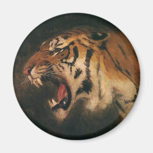 Antieke Bengaalse Tijger Grote Kat die Brult, Wild Magneet