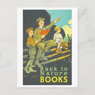 Antieke bibliotheek leesposter "Terug naar de natu Briefkaart