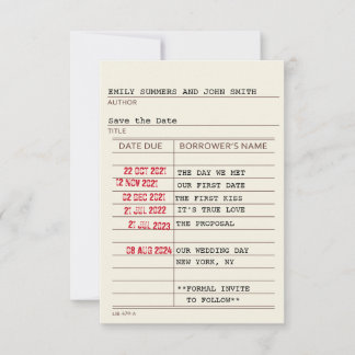 Antieke bibliotheekkaart Save the Date