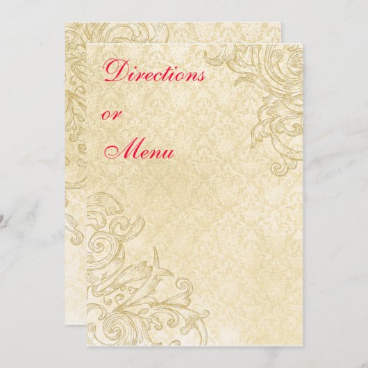 Antieke bijlage of menukaart kaart (Voorkant / Achterkant)