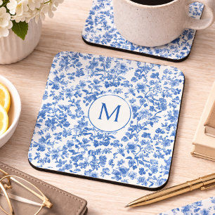 Antieke blauwe chinoiserie monogram bier onderzetter