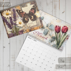 Antieke Bloem Vlinder Kalender