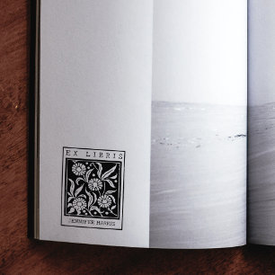 Antieke Bloemen Aangepaste Ex Libris Bibliotheekbo Rubberstempel