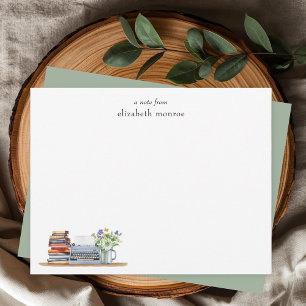 Antieke bloemenboeken en aangepaste schrijfmachine notitiekaartje