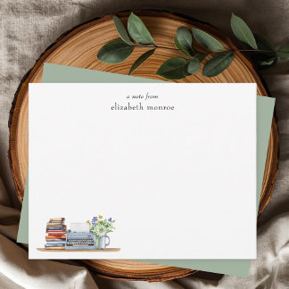 Antieke bloemenboeken en aangepaste schrijfmachine notitiekaartje