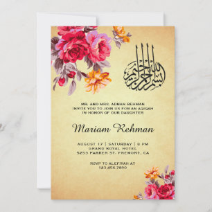 Antieke Bloemenboeket Baby Meisje Aqiqah Kaart