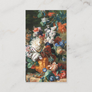 Antieke bloemenboeket in een urn visitekaartje